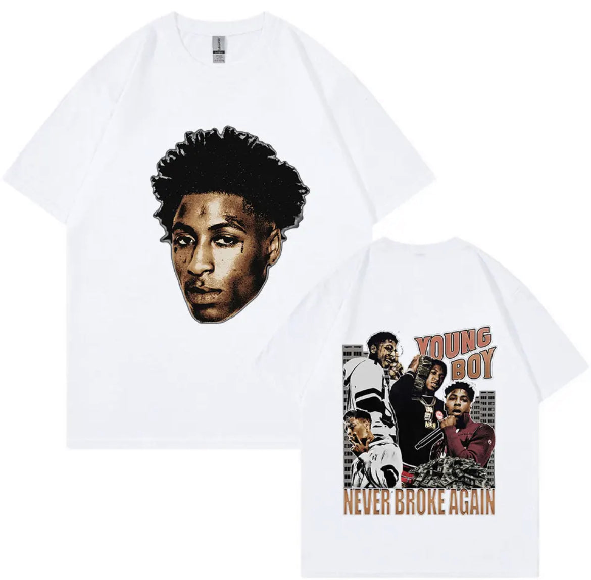 Young boy white Tshirt