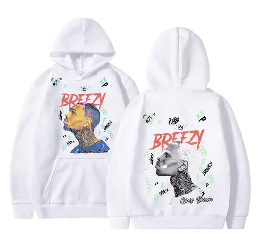 chris brown white Hoodie