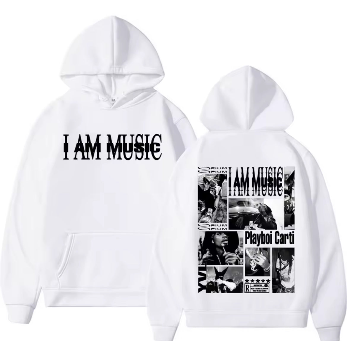 I AM MUSIC White hoodie