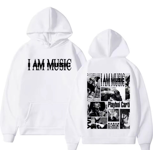 I AM MUSIC White hoodie