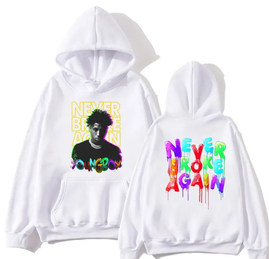 Young boy white Hoodie